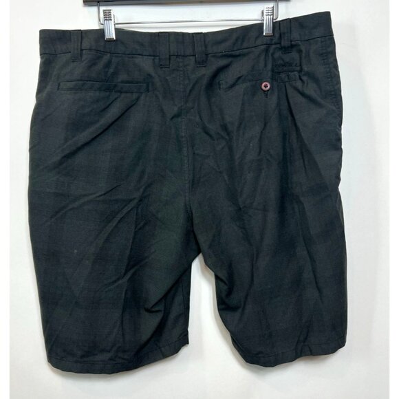 O'Neill Flat Front Shorts Black Blue Plaid Polyester Viscose Lightweight Size 38 - Picture 3 of 9